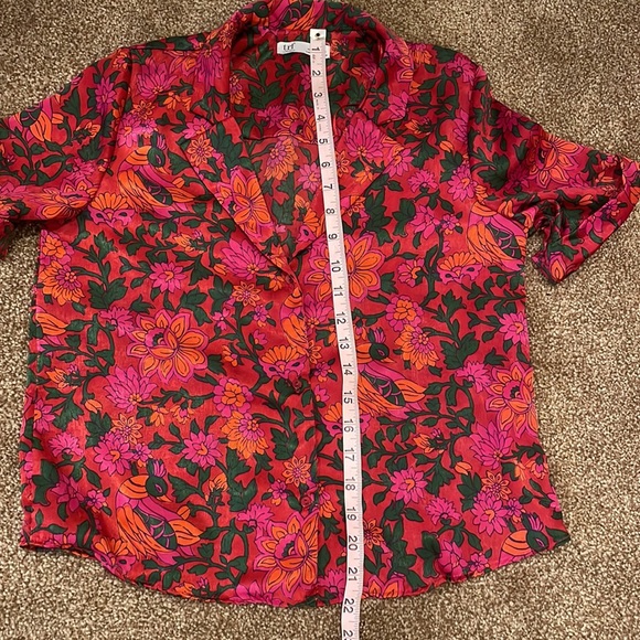 Zara Trf collection floral and bird print  camp shirt size S - Picture 10 of 10